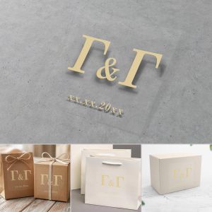Stickers labelsmarriage initials and date minimal
