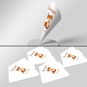 Watercolor Fox candy cones with fox illustration on grey background 2