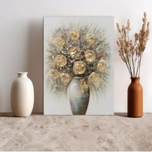 Canvas print, Gold roses in a Vase I