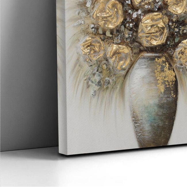 Πίνακας σε καμβά Gold roses in a Vase I