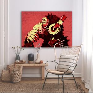 Canvas print The thinking D.J. in red 2