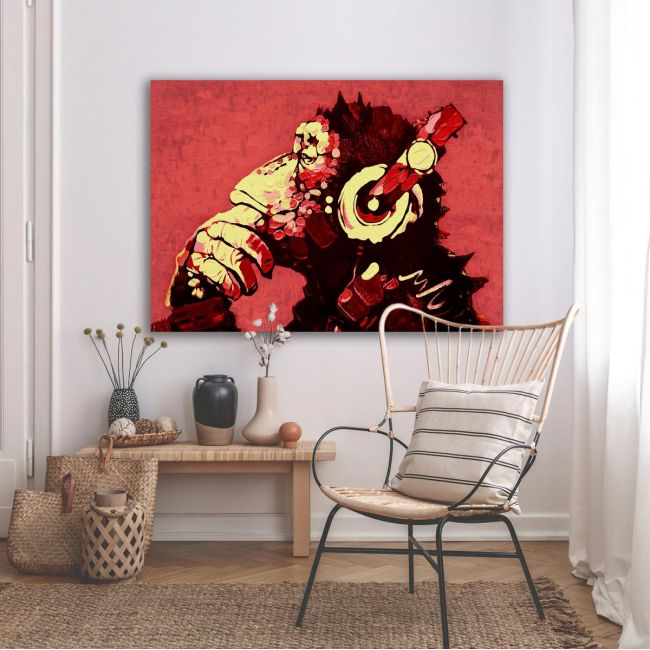 Πίνακας σε καμβά The thinking D.J. in red