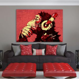 Canvas print The thinking D.J. in red