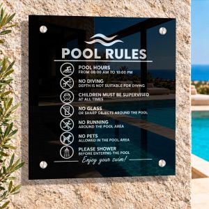 Entrance Sign, black, plexiglass white or color print, square