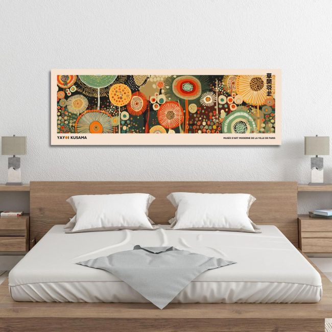 Canvas print A field of flowers III, reart (original YAYOI Kusama), panoramic