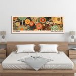 Canvas print A field of flowers III, reart (original YAYOI Kusama), panoramic