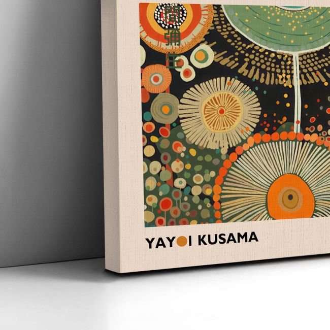 Canvas print A field of flowers III, reart (original YAYOI Kusama), panoramic