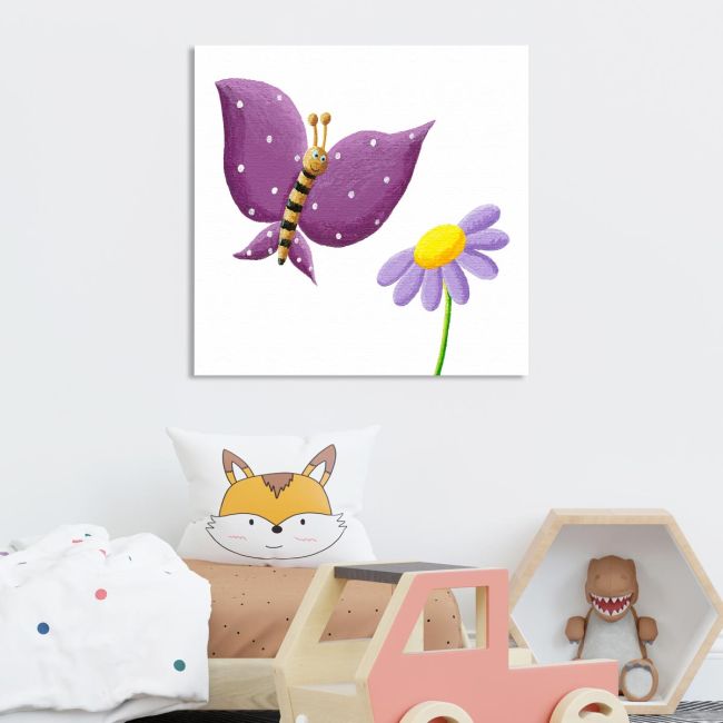 Kids canvas print Paintedbutterfly (mauve)