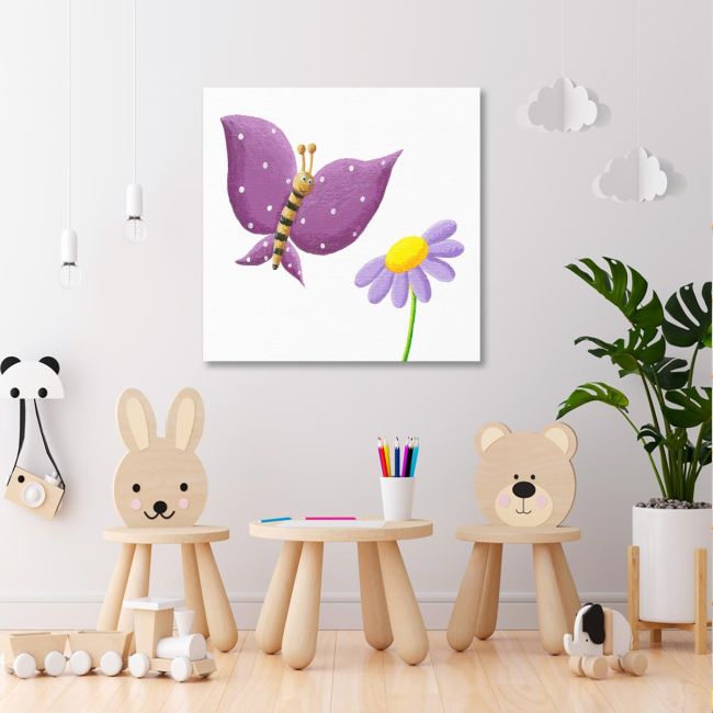 Kids canvas print Paintedbutterfly (mauve)