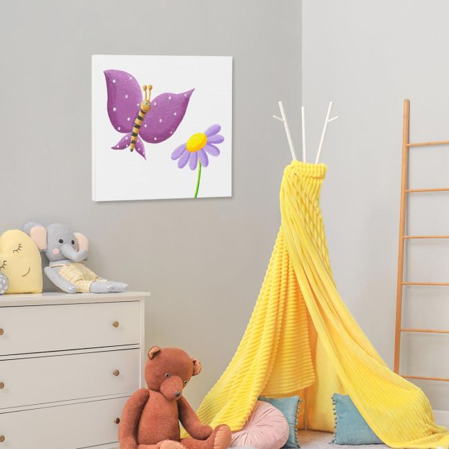 Kids canvas print Paintedbutterfly (mauve)