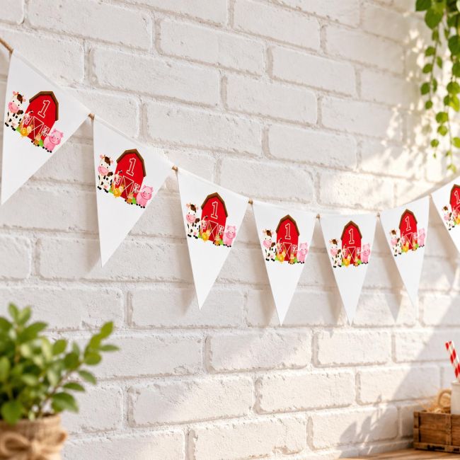 Paper party flagsLight blue stripe