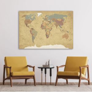 Canvas print World map textured vintage