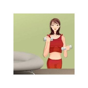 Wall stickers Gymnastics, woman with weights