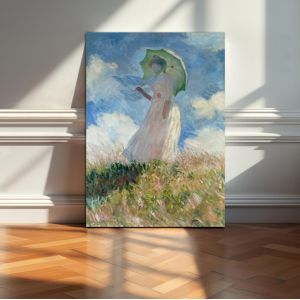 Canvas print Woman with a parasol, facing left, Monet C.