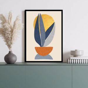 Gold sun, blue leaves, αφίσα, κάδρο