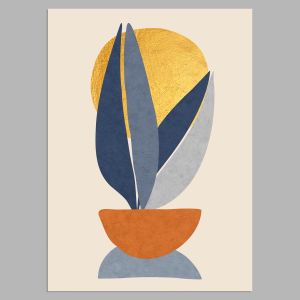 Gold sun, blue leaves, αφίσα, κάδρο 2