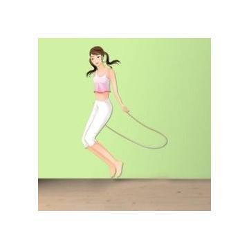 Αυτοκόλλητο τοίχου Γυμναστική, γυναίκα κάνει σκοινάκι  