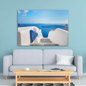 Πίνακας σε καμβά Open blue door Santorini