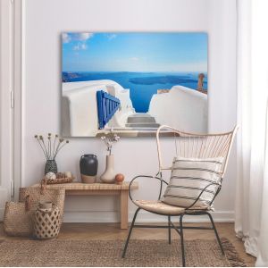 Canvas print Open blue door Santorini 2
