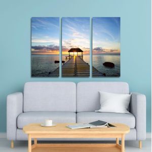 Πίνακας σε καμβά Jetty silhouette, τρίπτυχος