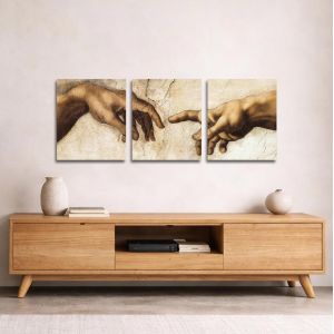 Canvas print The creation of Adam, Michelangelo,3 panels panorama
