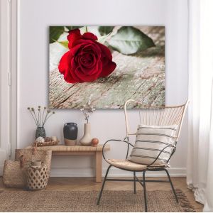 Canvas print Rose on wood 2