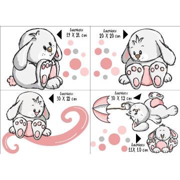 Kids wall stickers Rabbits everywherepink  2