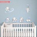 Kids wall stickers Rabbits everywherelight blue