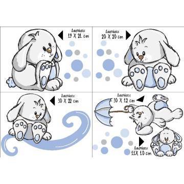 Kids wall stickers Rabbits everywherelight blue 2