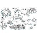 Wall stickers sun, moon, rainbow, clouds and birds, Retro nostalgic shapes