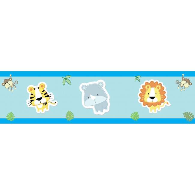 Kids Border Safari animals (baby blue)