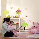 Kids wall stickers butterflies bird house and flowers