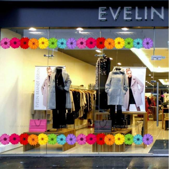 Λουλούδια σε ανοιξιάτικα χρώματα μπορντούρα  αυτοκόλλητο βιτρίνας