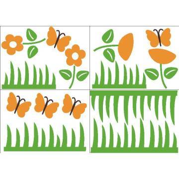 Kids wall stickers  flowers butterflies and grass 2