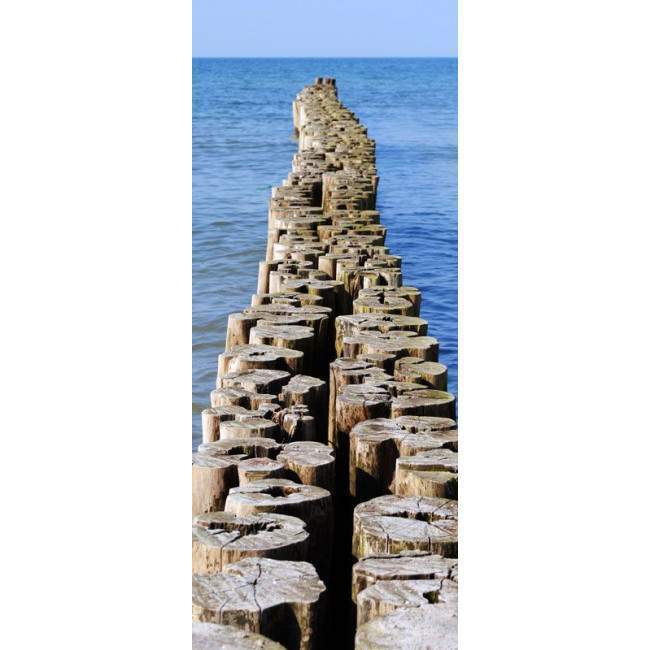 Door sticker Wooden path to the sea