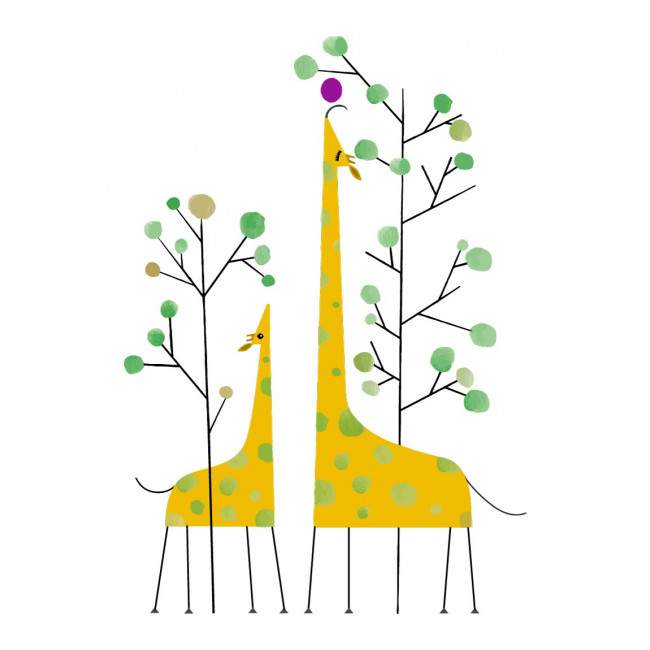 Giraffes  , μοντέρνα παράσταση σε αυτοκόλλητα τοίχου, κοντινό