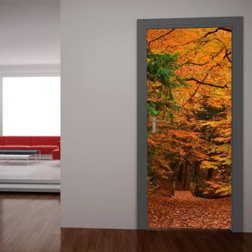 Door sticker Autumn forest path