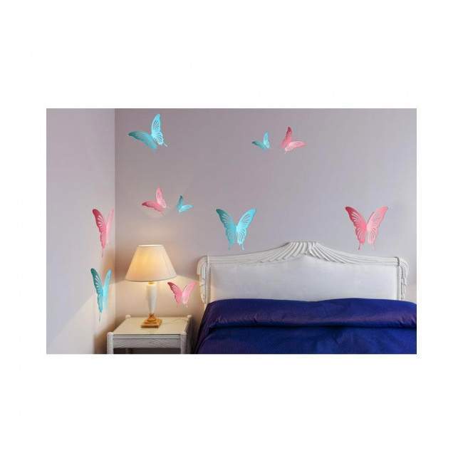 Wall stickers Butterflies pink & light blue, set