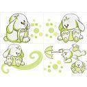Kids wall stickers rabbits  apple green, small collection
