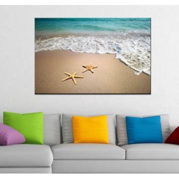 Πίνακας σε καμβά αστερίες στην παραλία, Starfishes