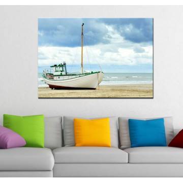 Πίνακας σε καμβά βάρκα σε παραλία, Lonely boat