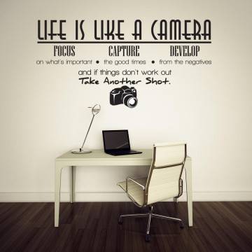 Αυτοκόλλητο τοίχου φράσεις. Life is like a camera 