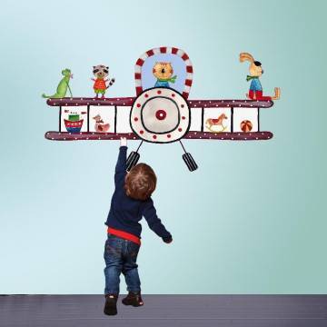 Kids wall stickers with airplane and animals, Lets fly