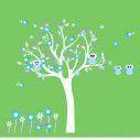 Wall stickers tree, owls, flowers and birds, Happy owls, alternative colors 4