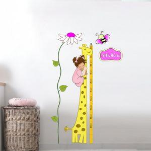 Wall stickers height measure, Giraffe , girl