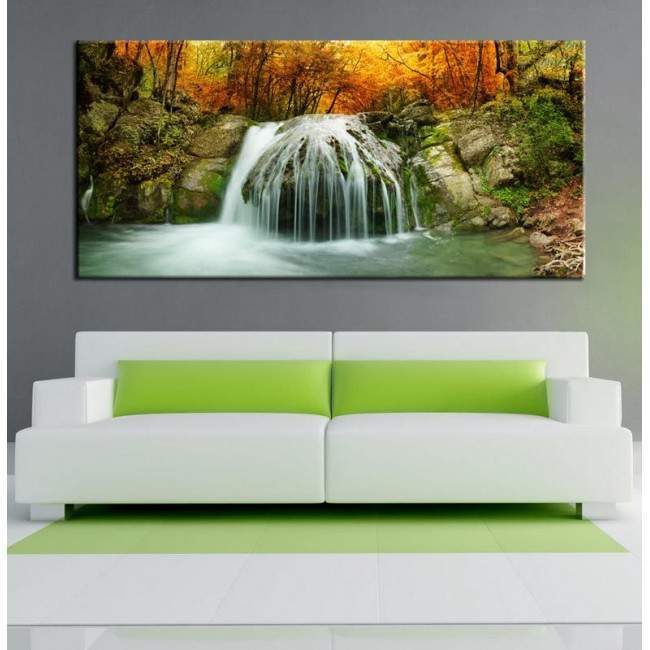 Canvas print Autumn creek, panoramic