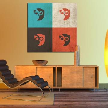 Πίνακας σε καμβά Owls retro