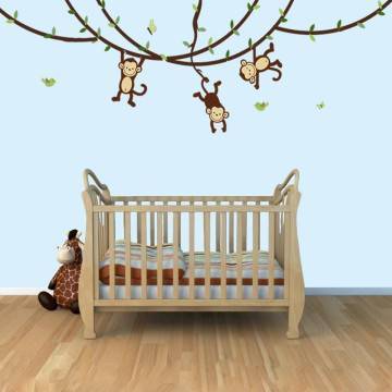 Αυτοκόλλητα τοίχου παιδικά μαιμουδάκια monkeys Lets play!  2