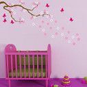 Wall stickers Blooming cherry, pink, white flowers