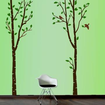 Αυτοκόλλητο τοίχου μεγάλα δέντρα και πουλιά, Art Tree, dark colors